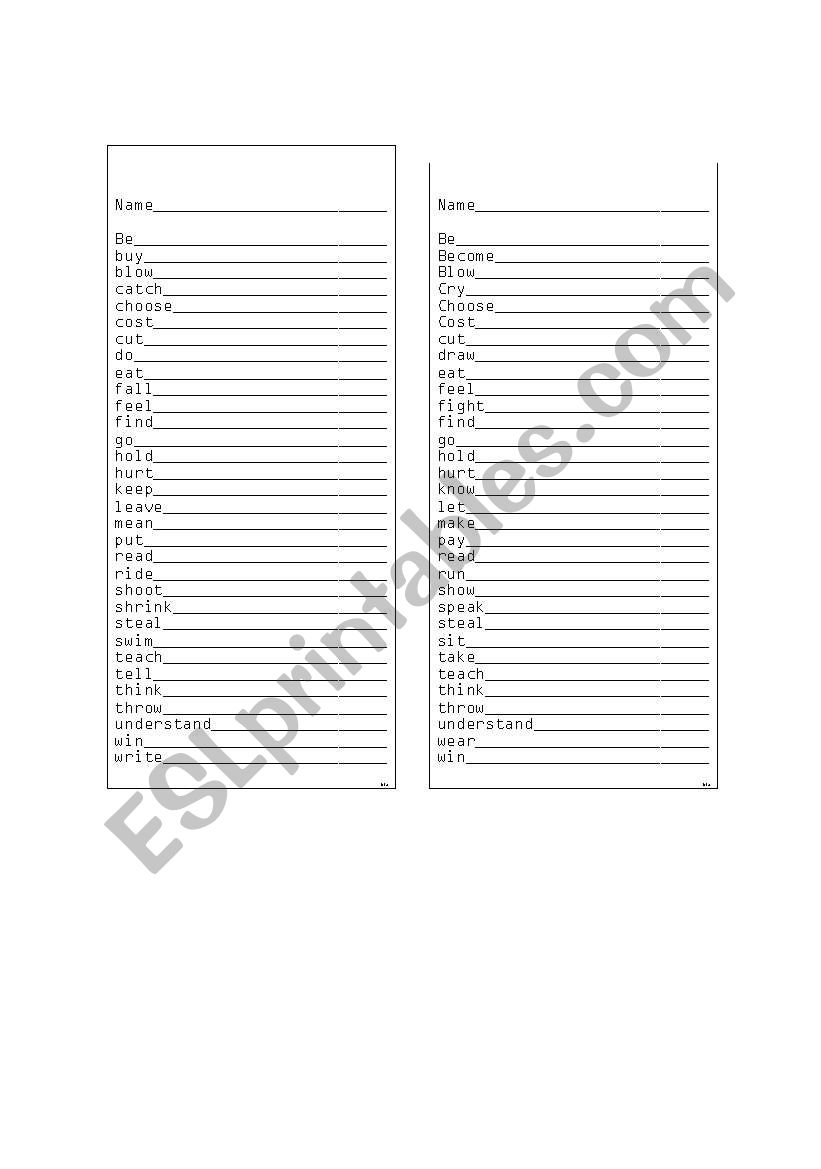 verb tenses exercise worksheet