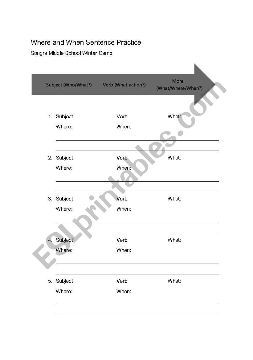 Where & When sentence practice