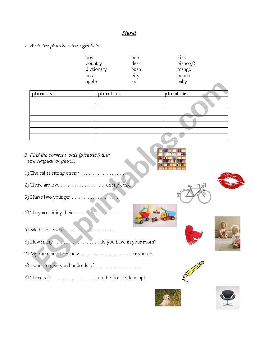 Pluralendungen worksheet