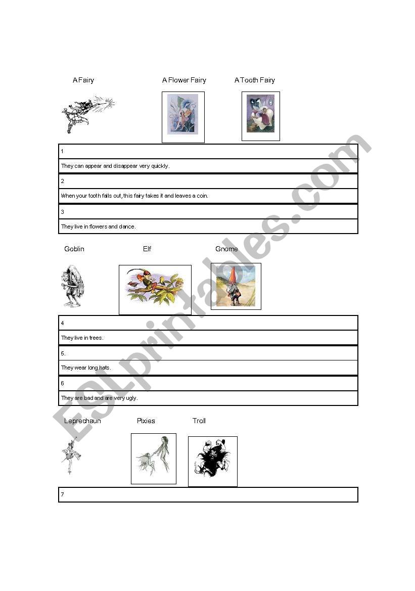 Magical Creatures worksheet