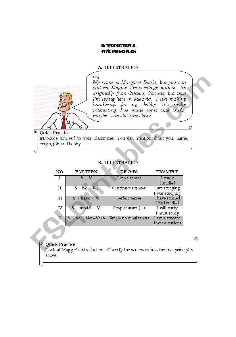 introduction and 5 principles worksheet