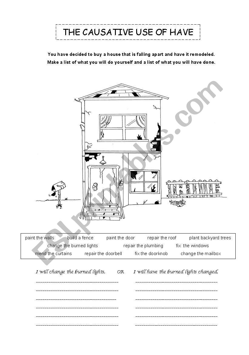 The causative use of have worksheet