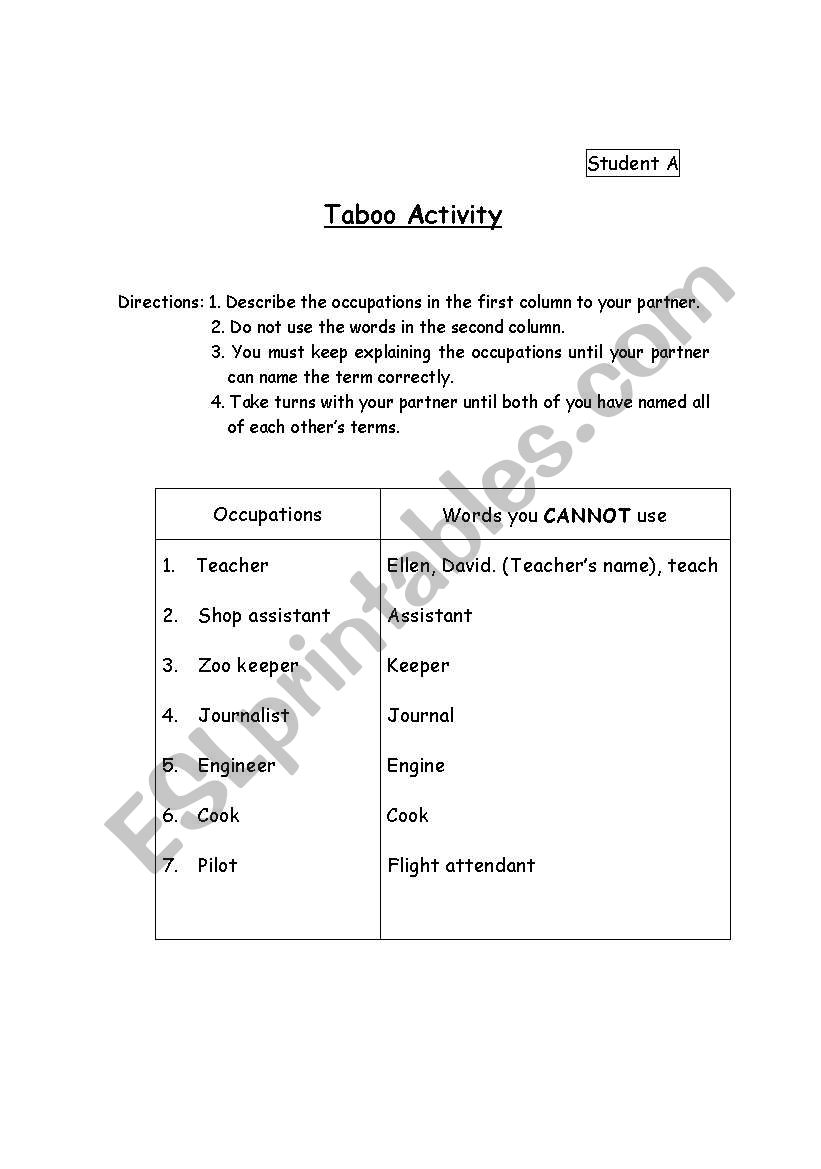 Tatoo Activity worksheet