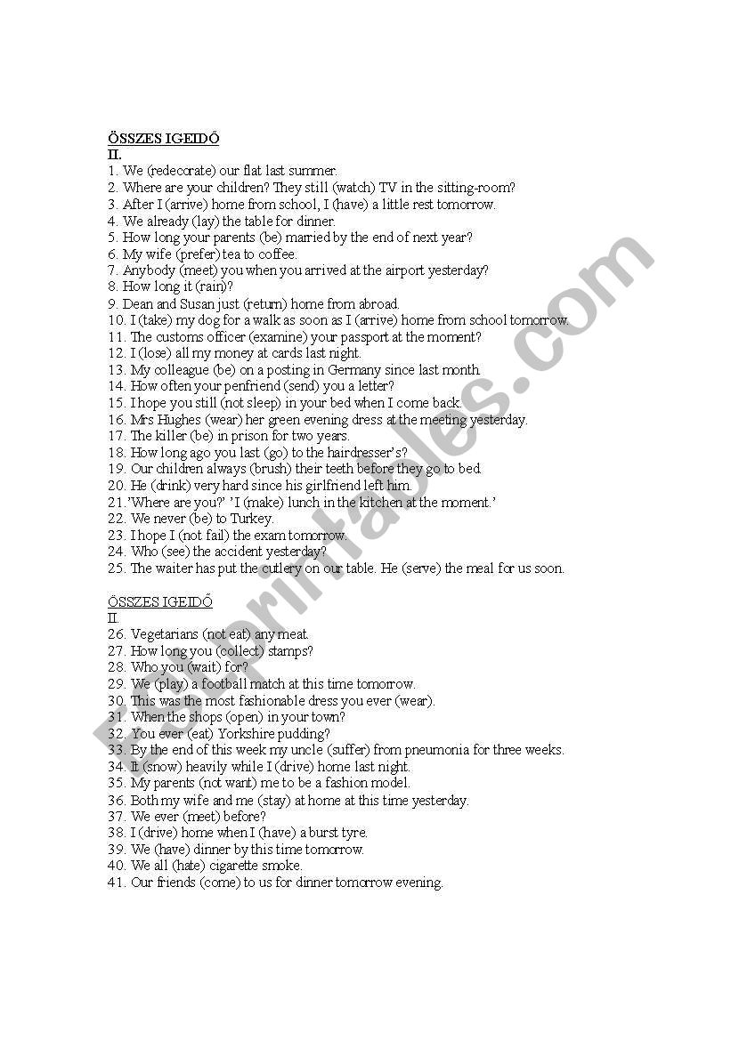 All Tenses - ESL worksheet by Zoli83NS