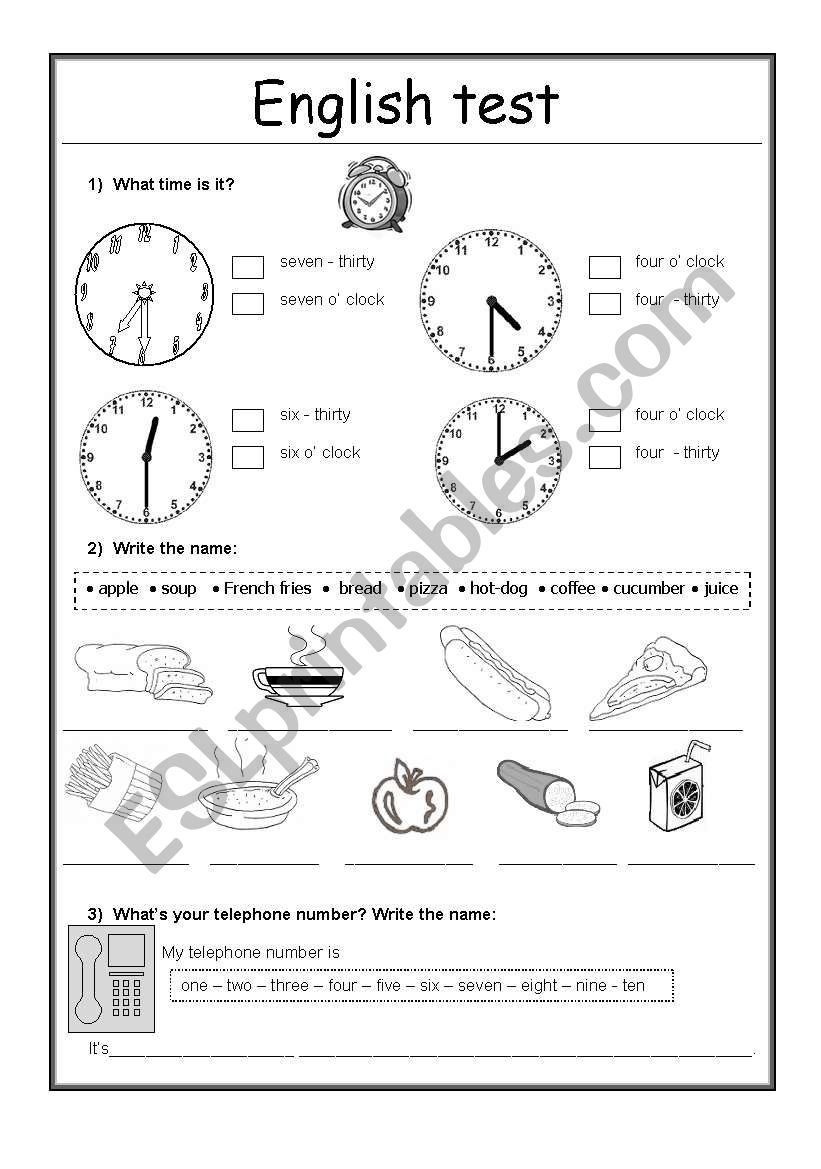 ENGLISH TEST worksheet