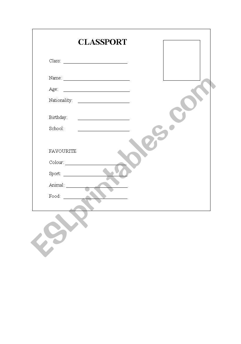 Classport worksheet