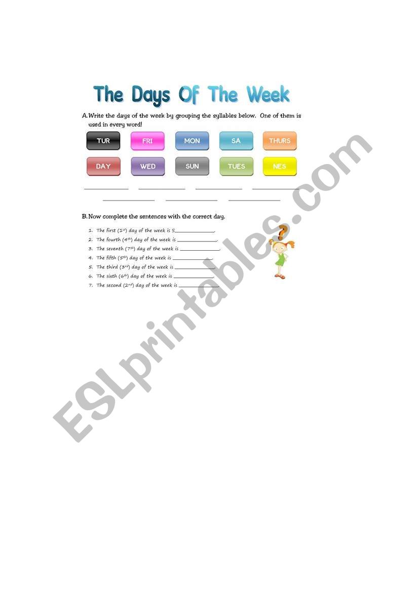 The Days of the Week worksheet