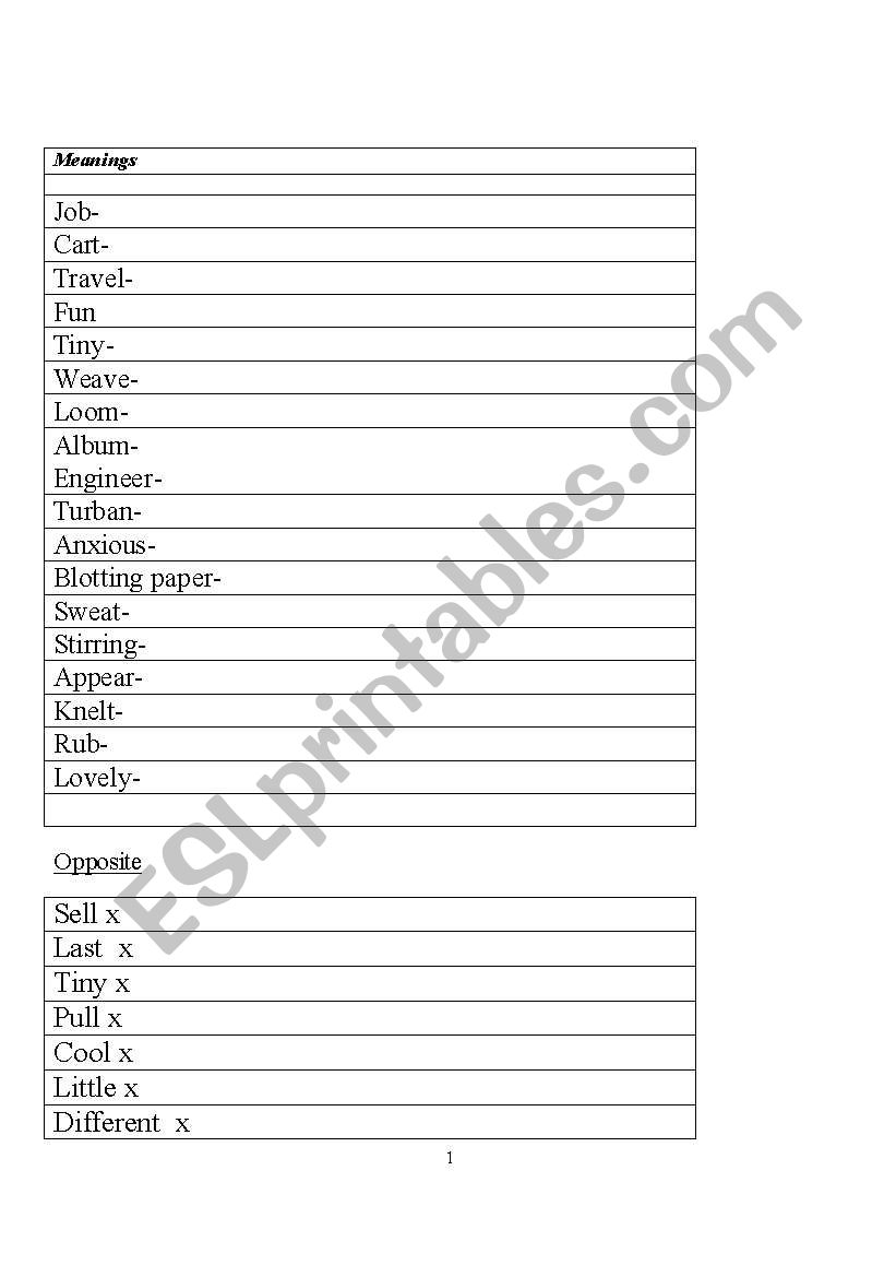 eng test worksheet