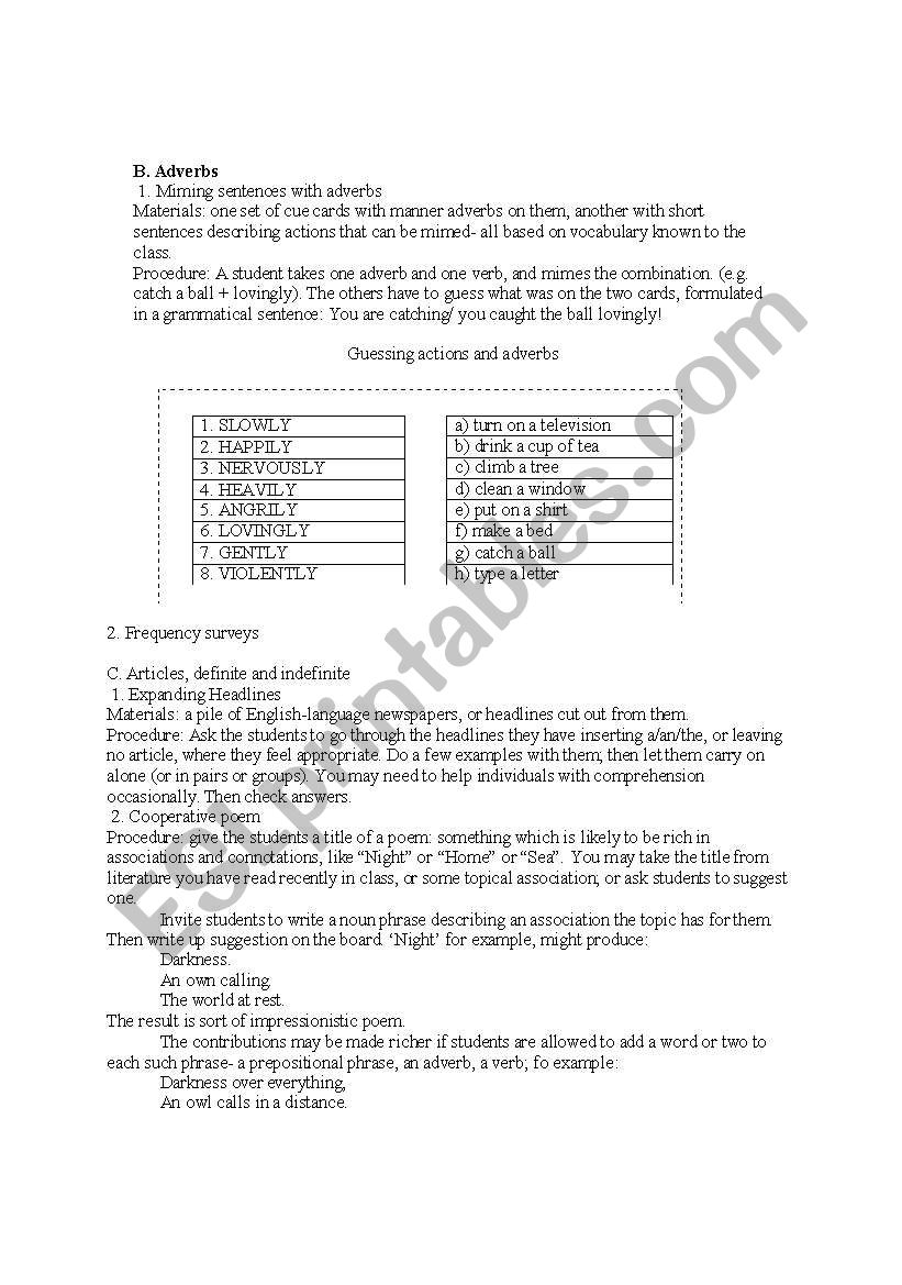 adverbs worksheet