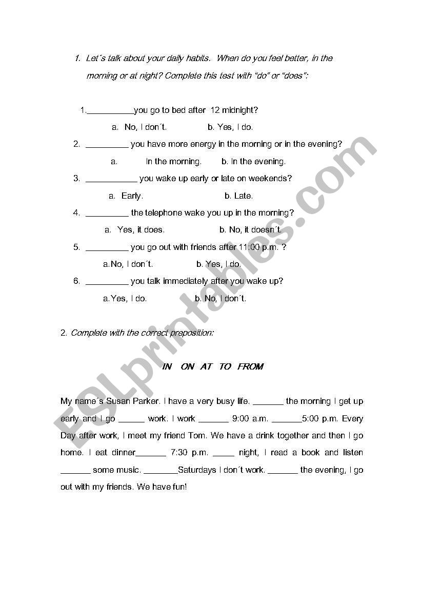 Simple present worksheet