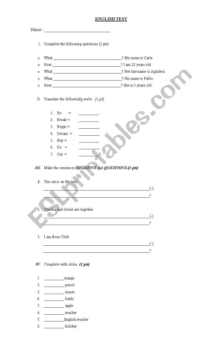 Test worksheet