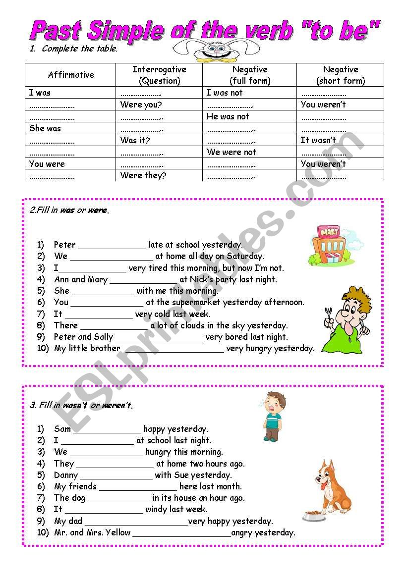 Simple Past Of The Verb To Be ESL Worksheet By Vickyvar