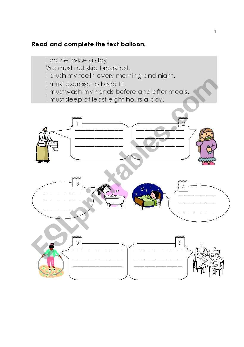 Clean and Healthy worksheet