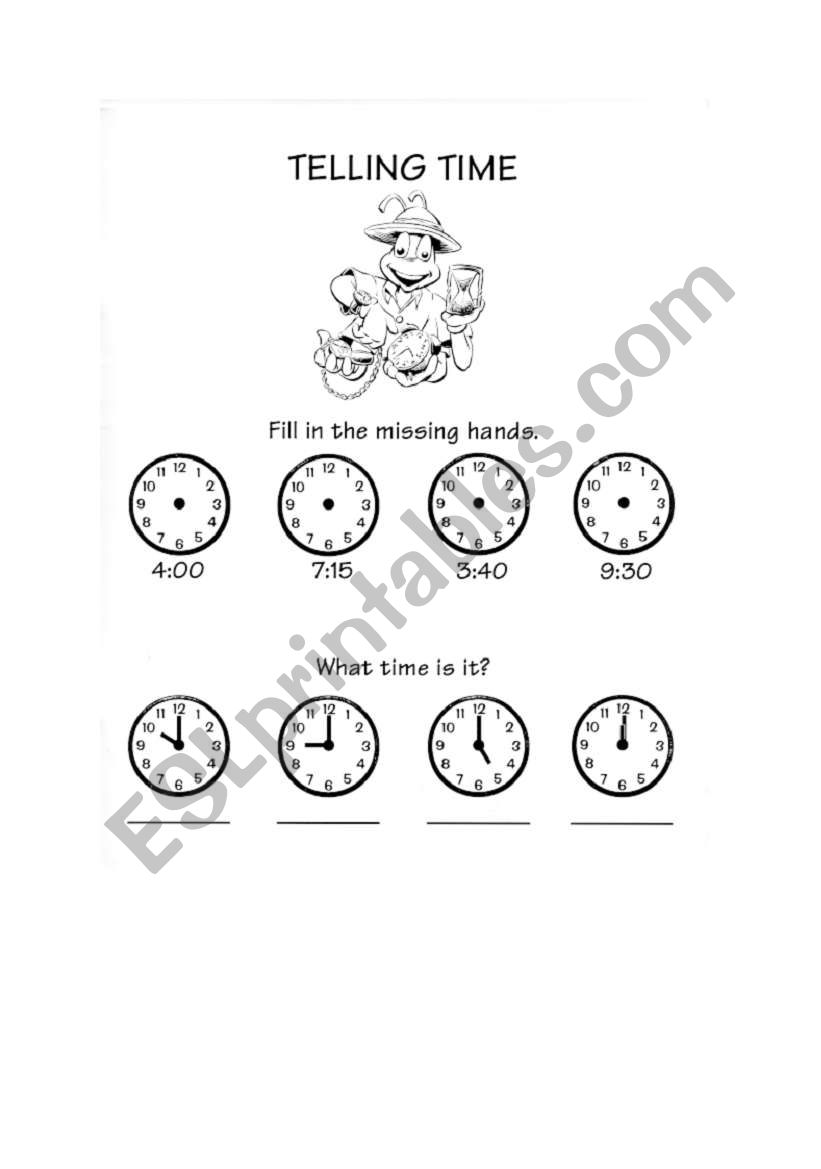 Telling time worksheet