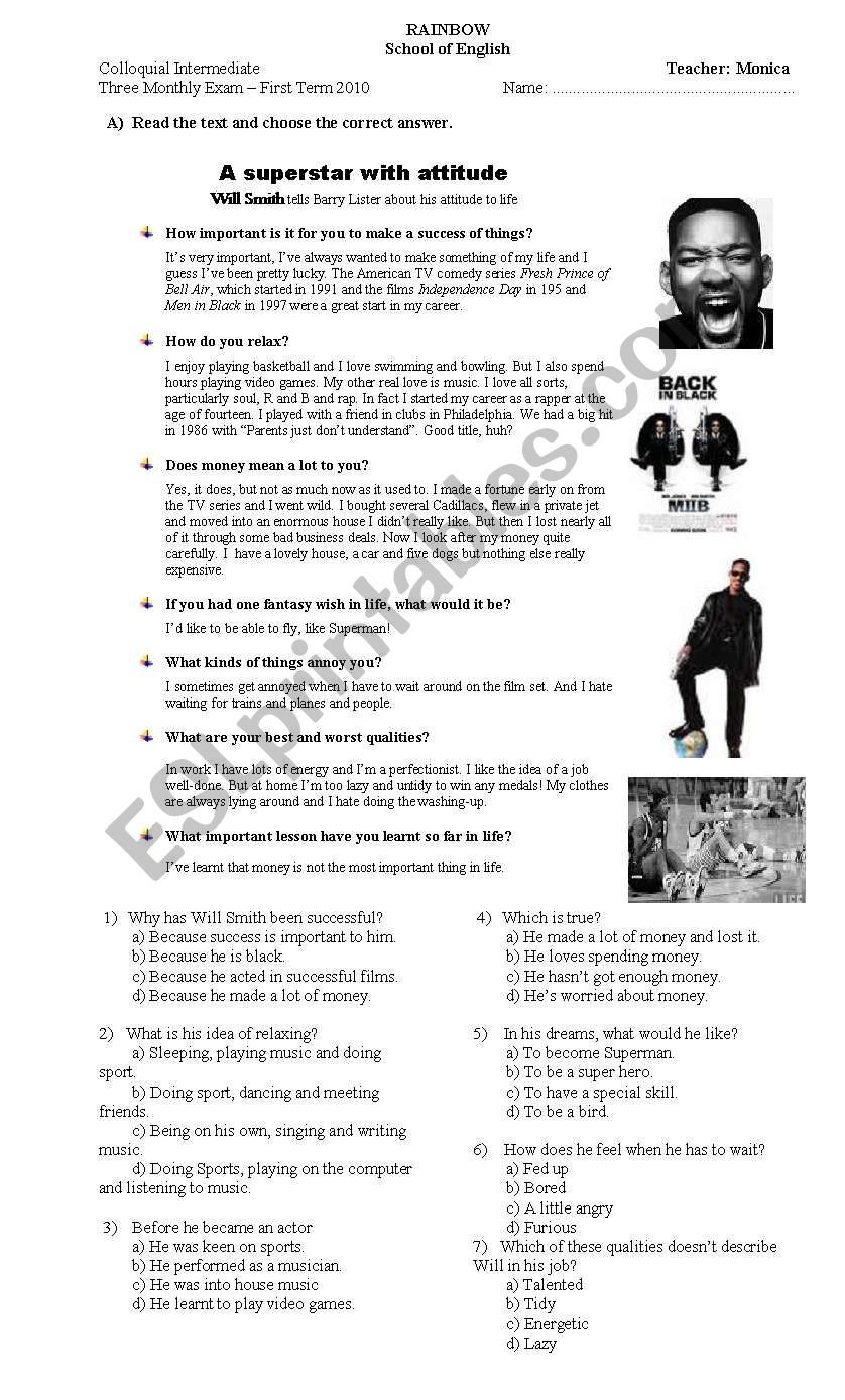 Intermediate exam worksheet