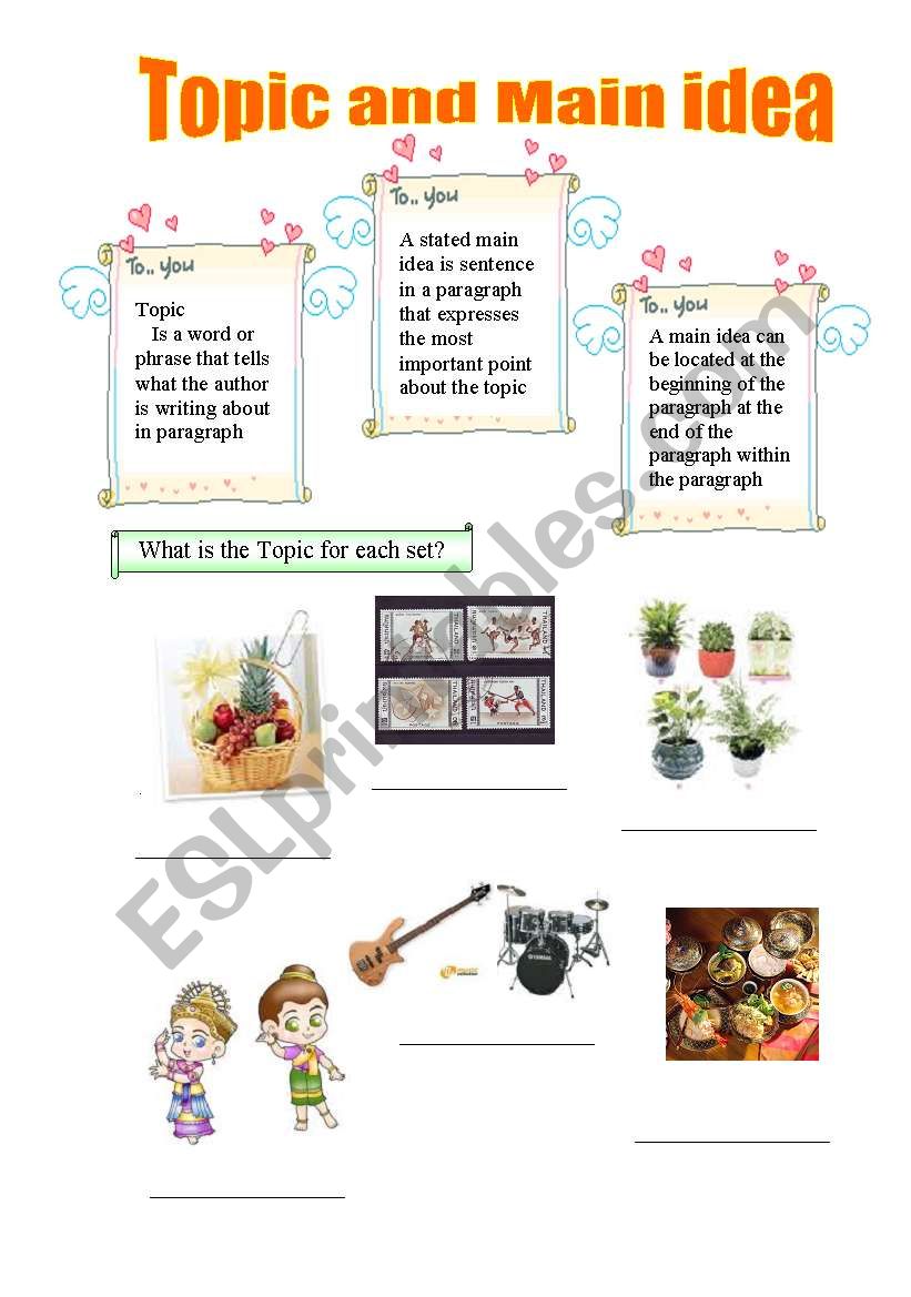 English Worksheets Finding Topic And Main Idea