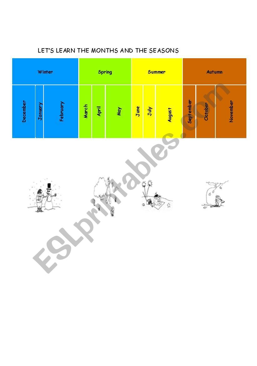 seasons and months worksheet