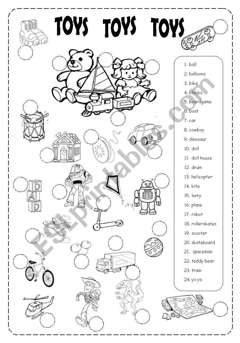 TOYS - B&W worksheet