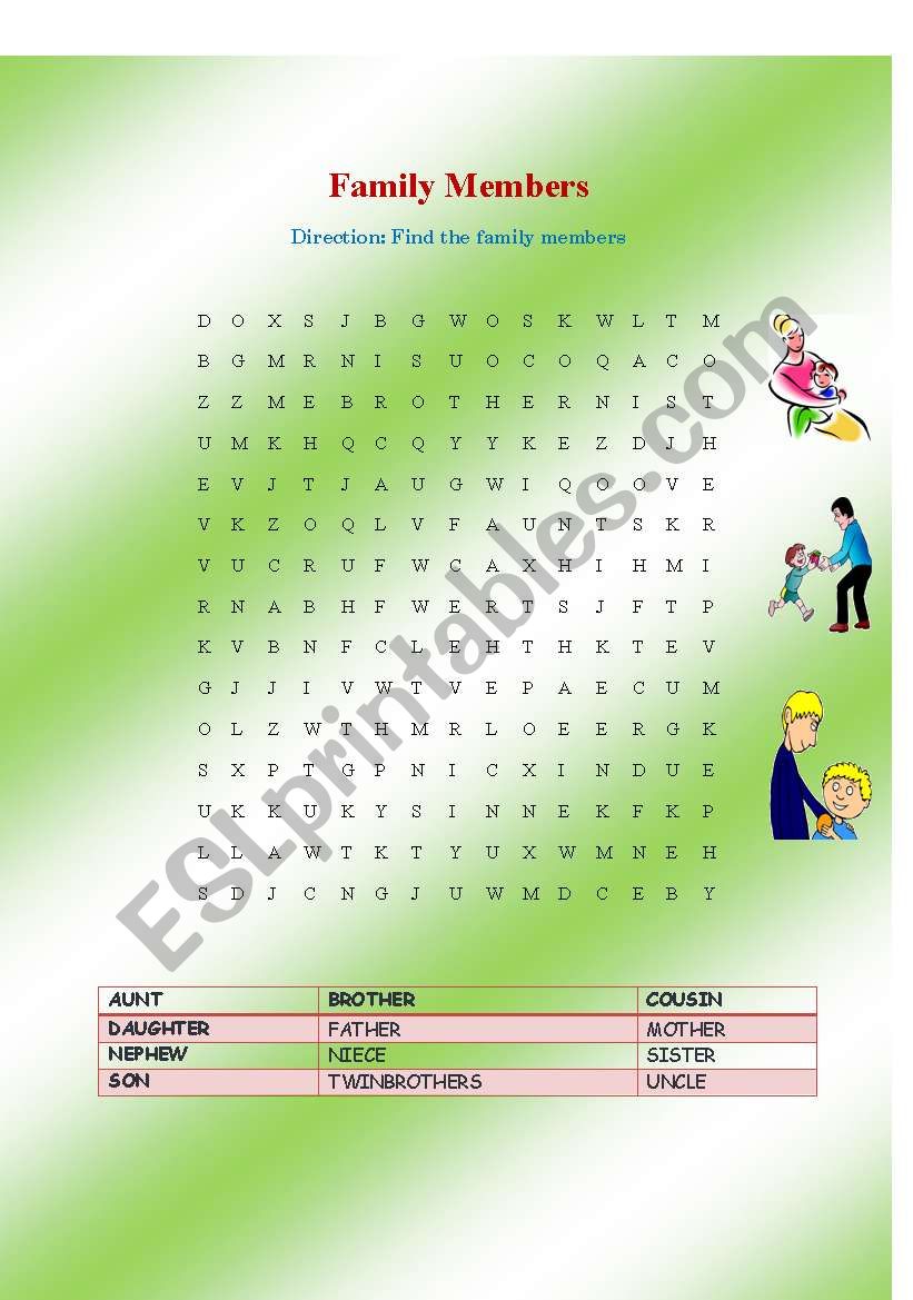 Family Members worksheet