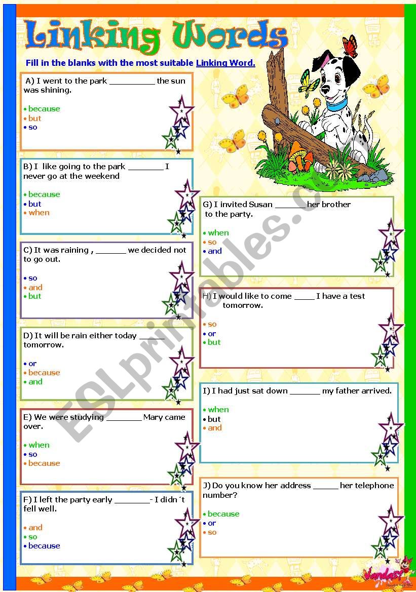 Linking Words ESL Worksheet By Vanda51