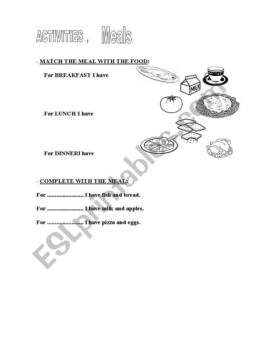 Three Meals worksheet