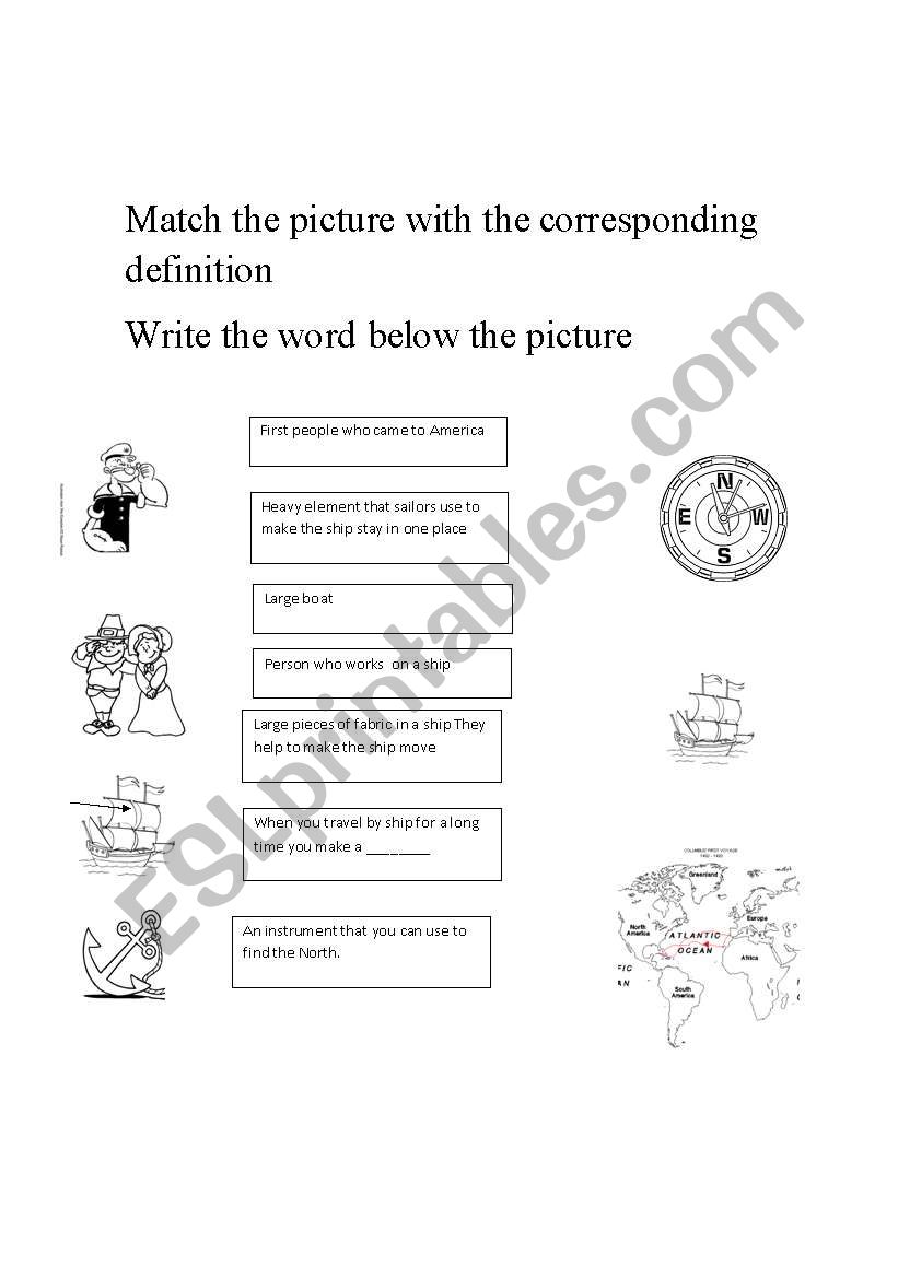 First settlers in America worksheet