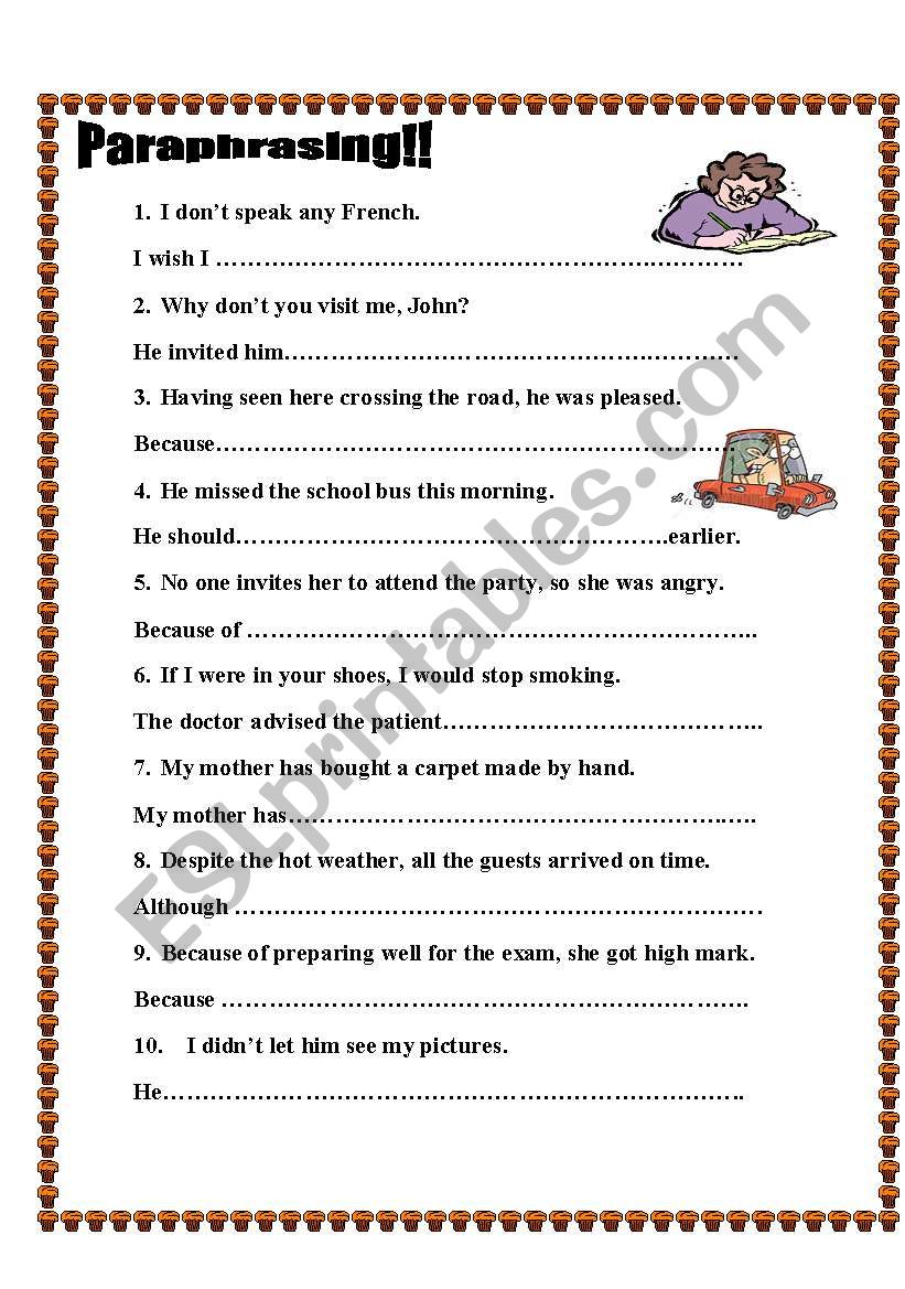 Re-write worksheet