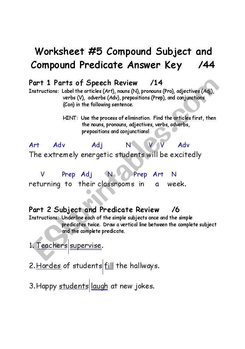 grammar worksheet