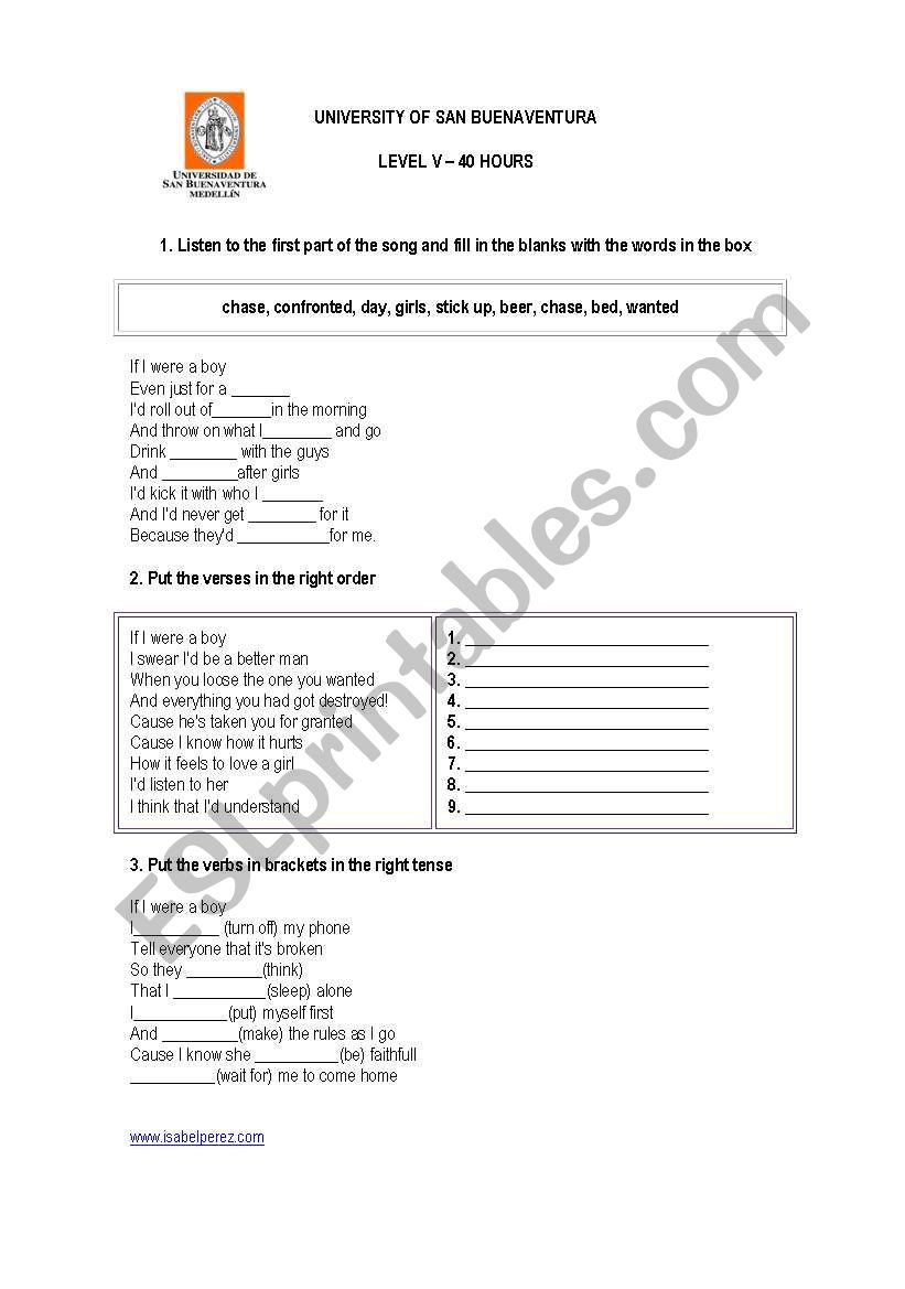 Listening  activity worksheet