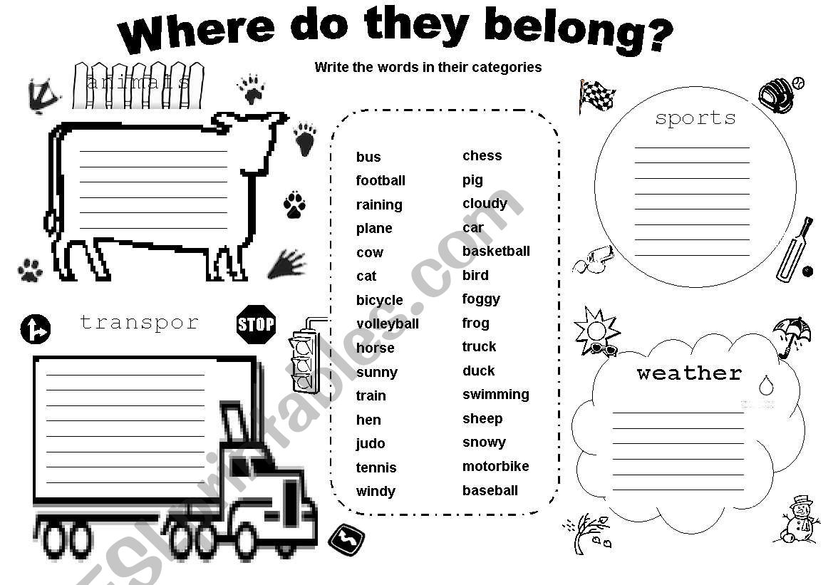 WORD CATEGORIES 2 ESL Worksheet By Lamejor