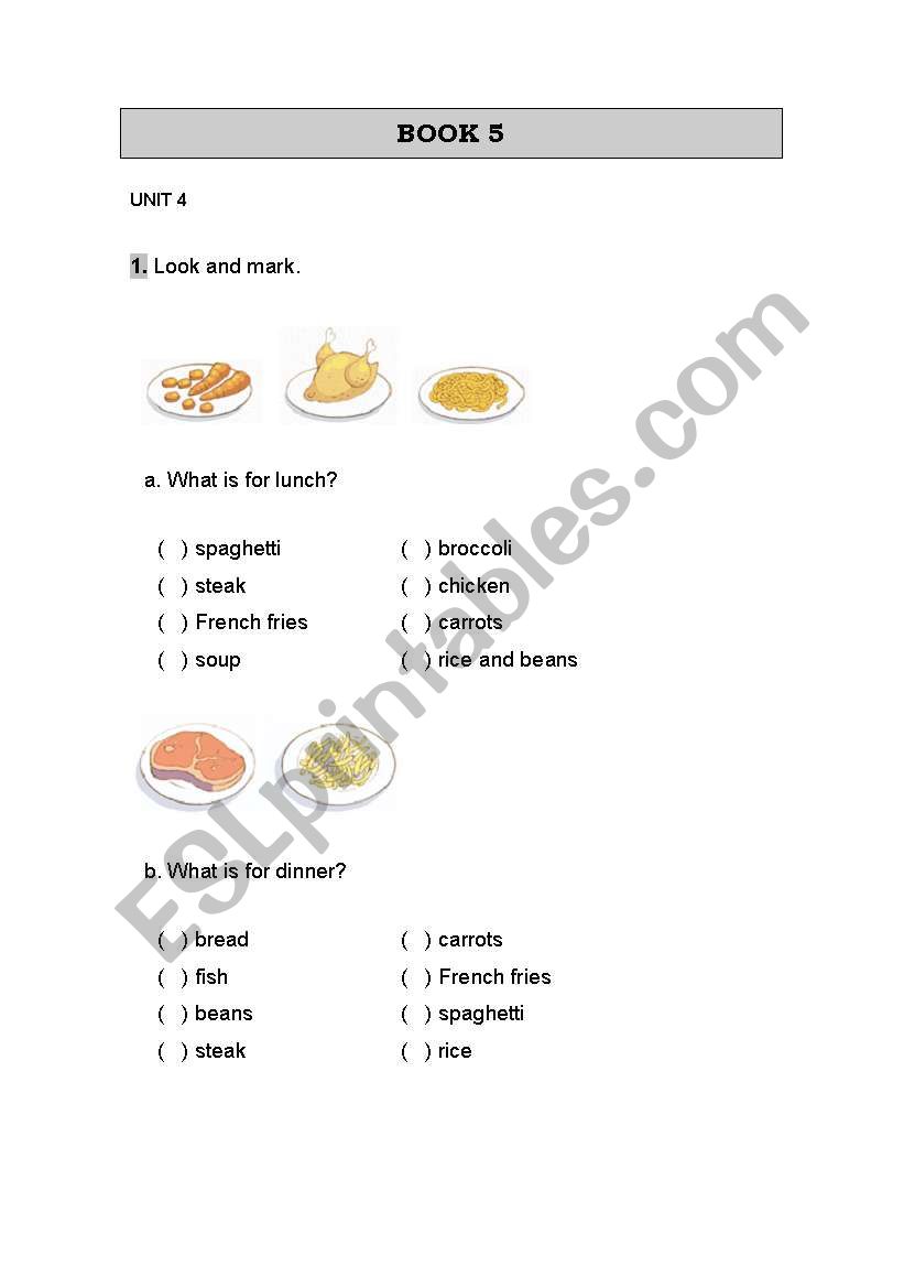 Food worksheet