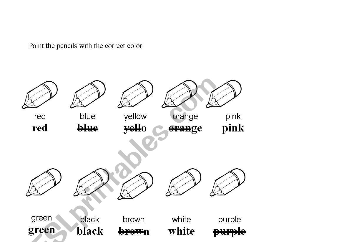 colours worksheet