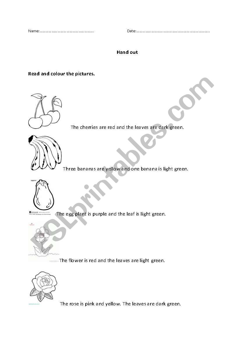 Colour the pictures worksheet