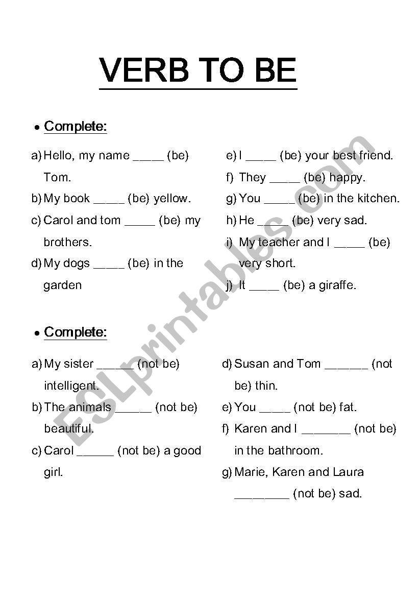 VERB TO BE ESL Worksheet By Lolamora3