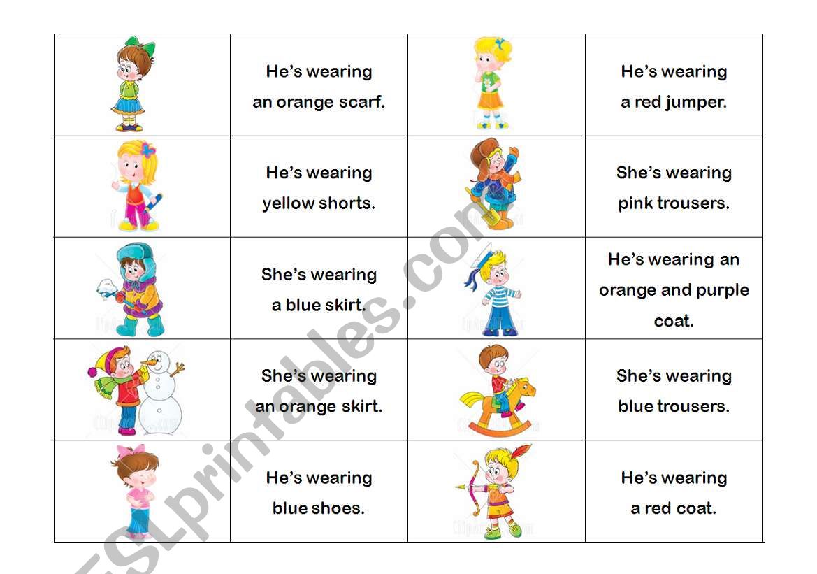 Clothes dominoe worksheet