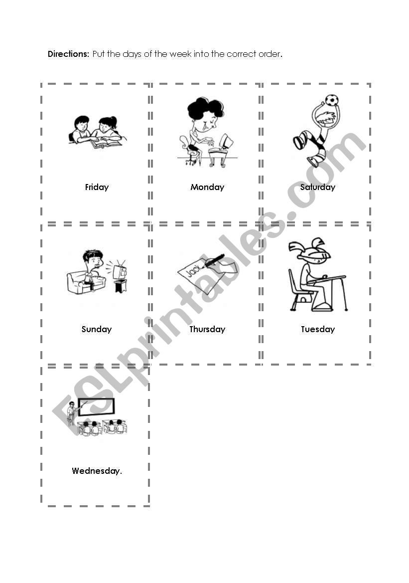 days of the week worksheet