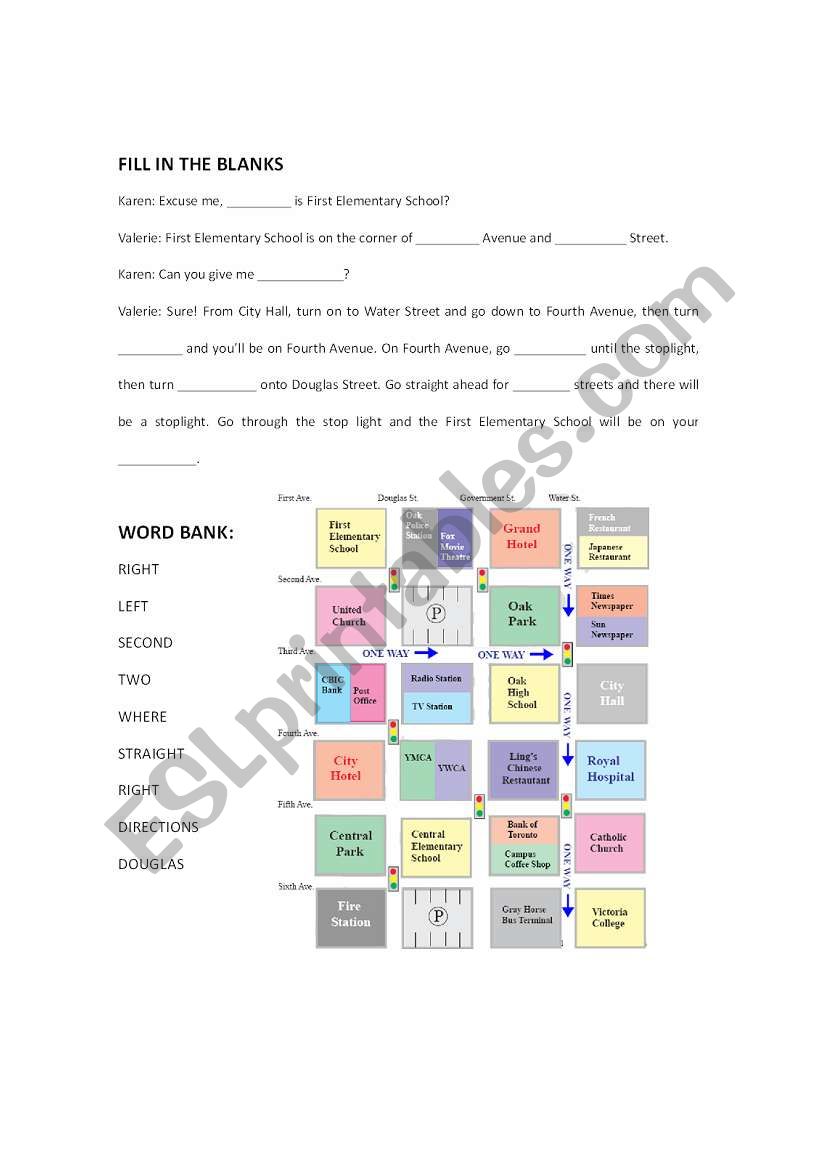 Directions Fill In The Blank ESL Worksheet By Missedita