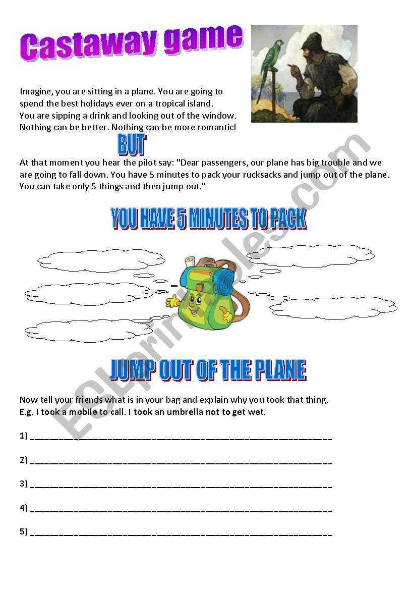 Castaway Game 3 Pages Complete Game With A Set Of Activities ESL Worksheet By Mariana x