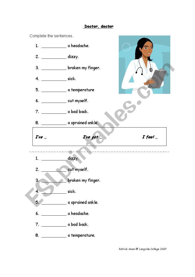 doctor, doctor worksheet