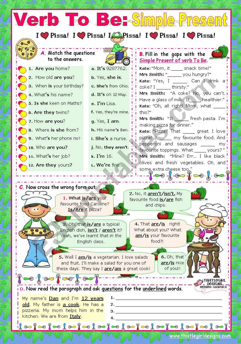 Present Simple Of Verb To Be Worksheet To Be Present Simple Worksheet