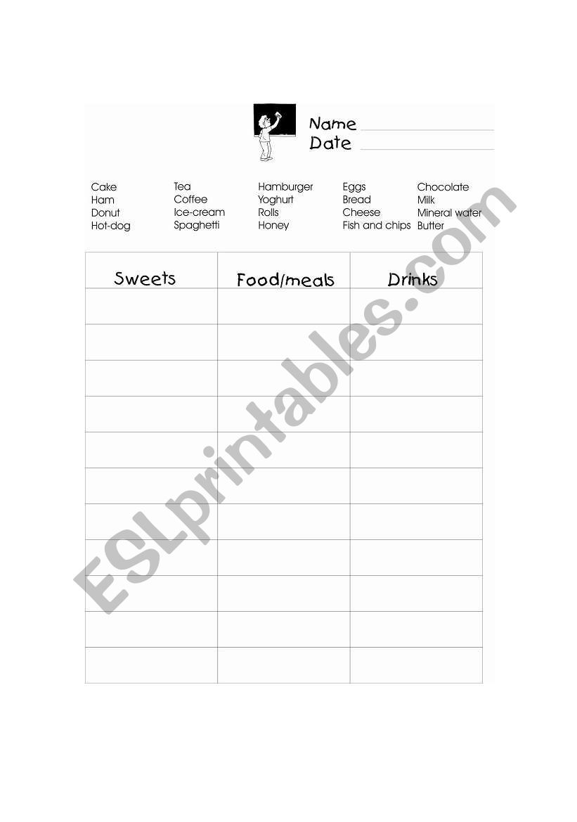 Food worksheet