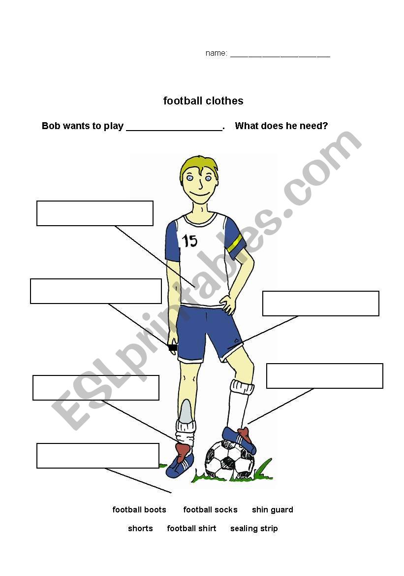 football clothes worksheet