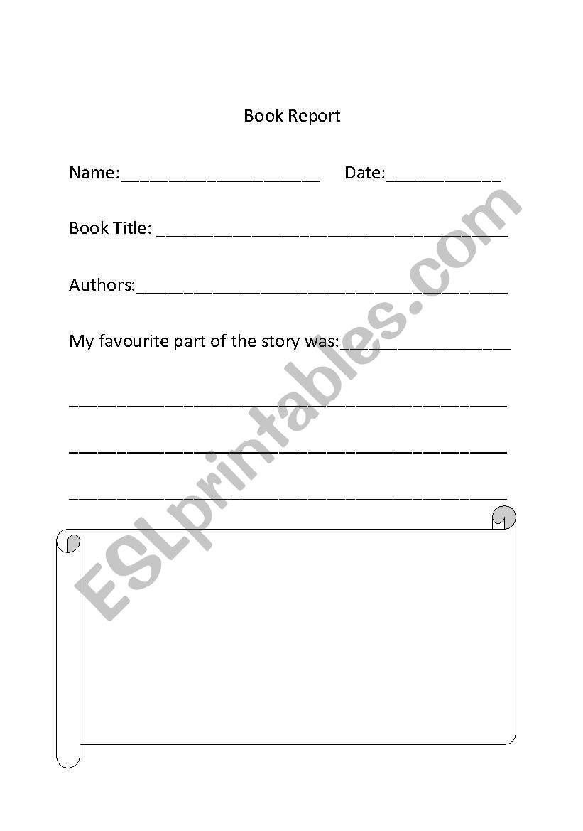 Book Report worksheet