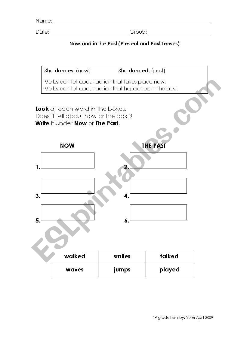 Present and Past Tenses Worksheet