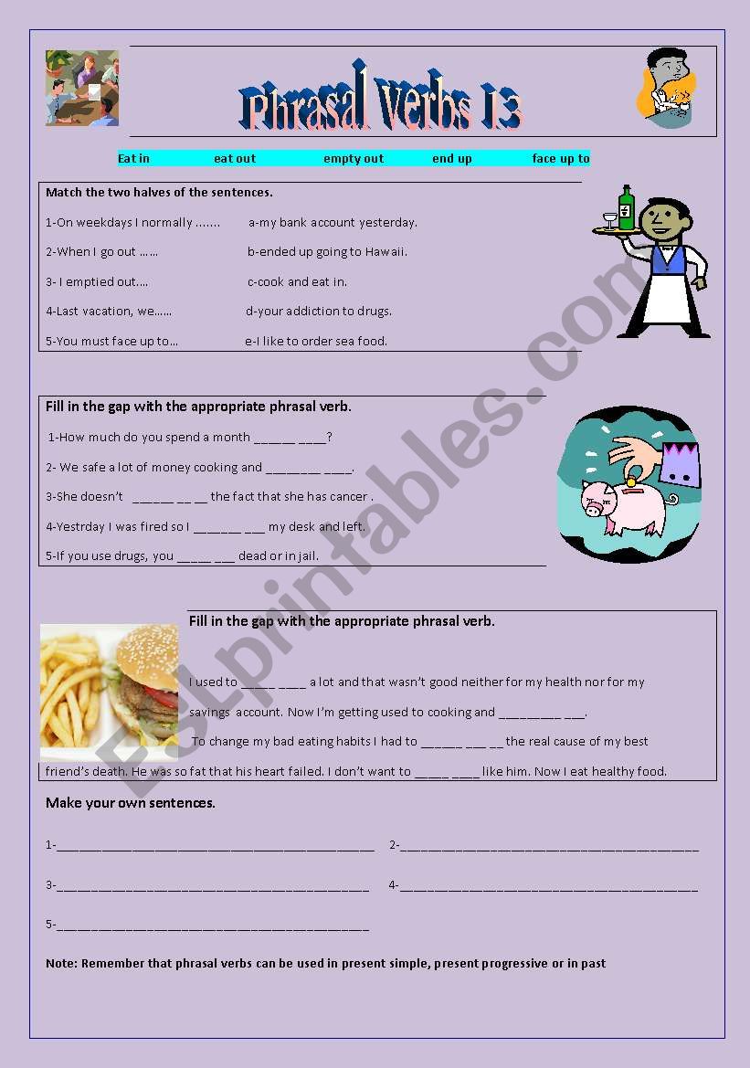 Phrasal verbs 13 worksheet