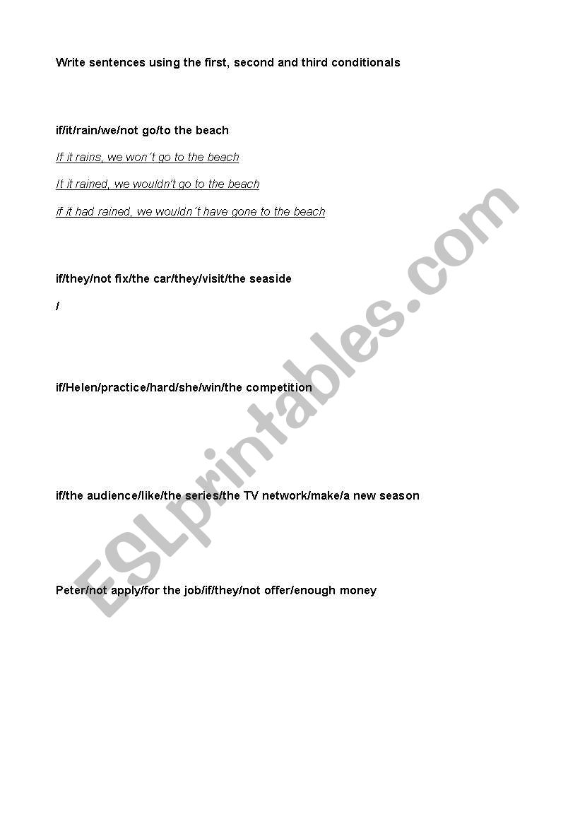 Ejercicio de condicionales worksheet