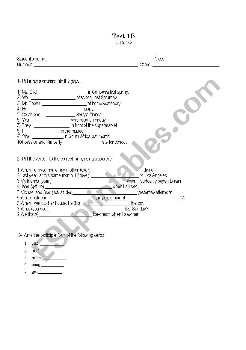 TEST worksheet