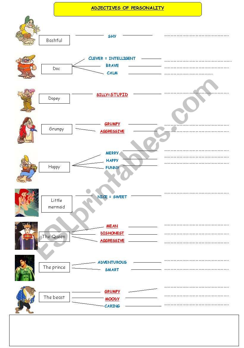 Adjectives of personality worksheet