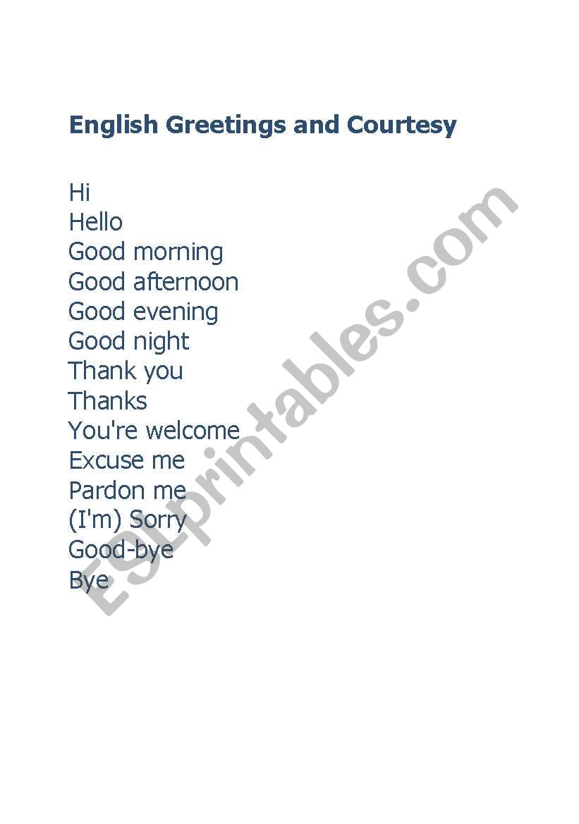 English Greetings and Courtesy