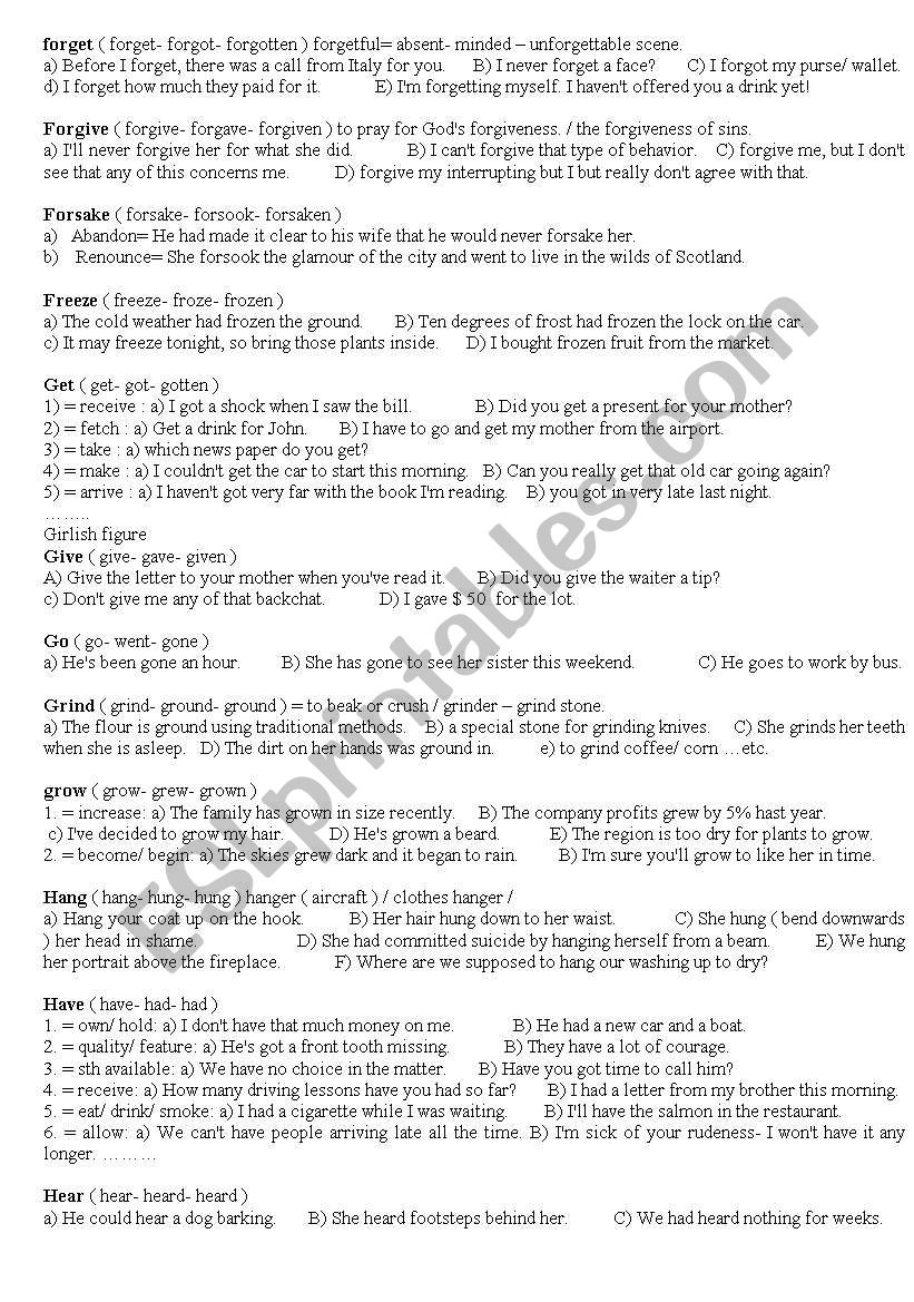 The fourth group ot the irrergular verbs. 